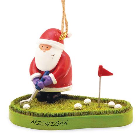 Resin Ornament - Santa on Putting Green