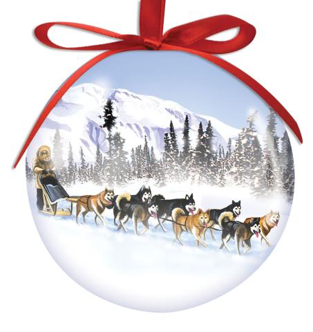 Ball Ornament - Dog Sled