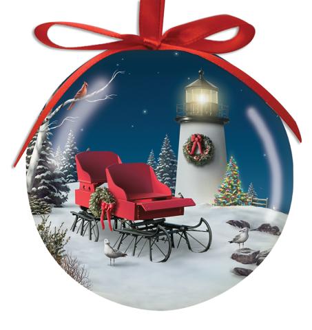 Ball Ornament - Lighthouse Sleigh