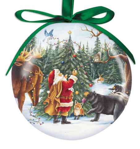 Ball Ornament - Santa w/Animals