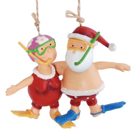 Resin Ornament - Mr. & Mrs. Claus Snorkel