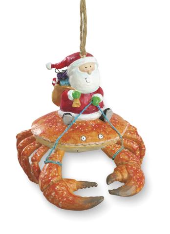 Resin Ornament - Santa Riding Crab