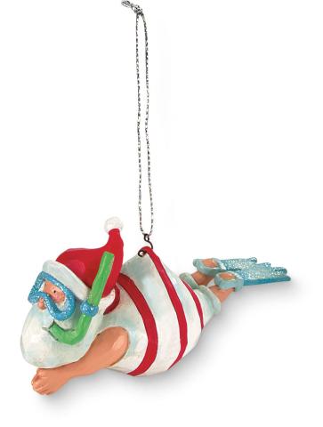 Resin Ornament - Santa Snorkeling