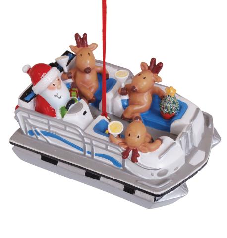 Resin Ornament - Pontoon Boat