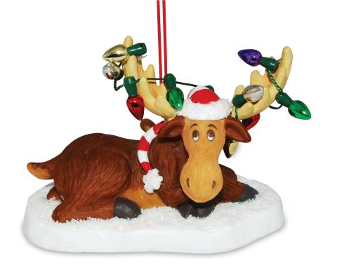 Resin Ornament - Moose w/Antler Lights