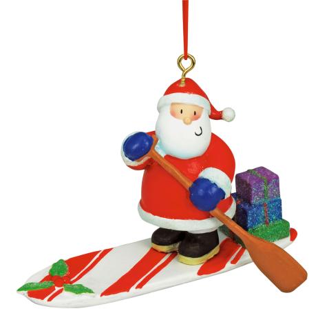 Resin Ornament - Paddleboarding Santa