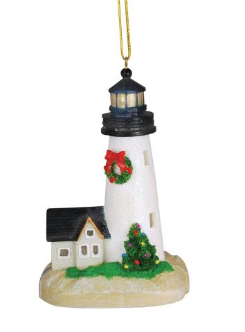Light Up Resin Ornament - Lighthouse