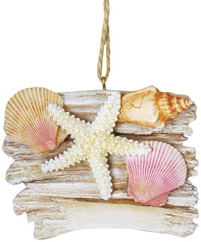 Resin Ornament - Driftwood With Shells