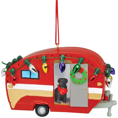 Resin Ornament - Camper w/Dog