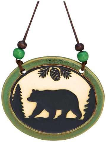 Pottery Disk Ornament - Bear
