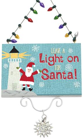 *Handcrafted Ornament - Leave a Light Santa