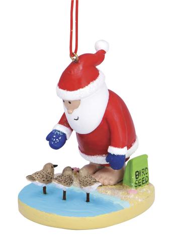 Resin Ornament - Santa w/Sand Pipers