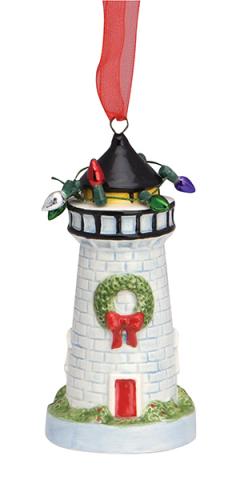 Ceramic Ornament - Lighthouse w/Lights