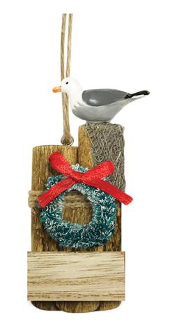 Wooden Ornament - Seagull on Pilings