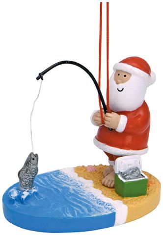 Resin Ornament - Santa Surf Fishing