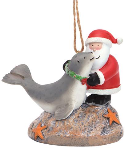 Resin Ornament - Santa w/ Harbour Seal