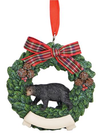 Resin Ornament - Bear in Wreath