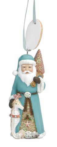 Resin Ornament - Coastal Santa w/Tag