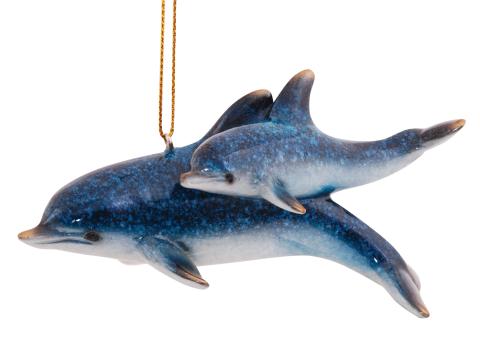 Glossy Resin Ornament - Dolphin with Baby