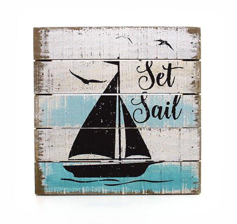 Beach Cottage Box Sign - Set Sail