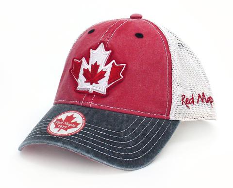 Vintage Mesh Red & White w/ 3D Maple Flag Hat