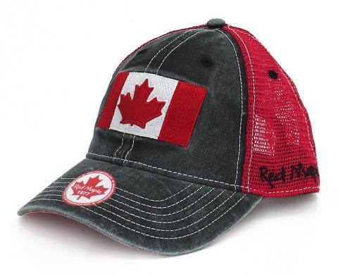 Vintage Mesh Black & Red w/3D Canada Flag Hat