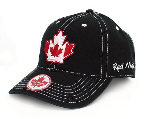 Contrast Black & White w/3D Maple Flag Hat