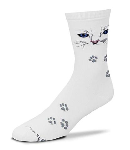 Cat Face White Socks Adult 9-11