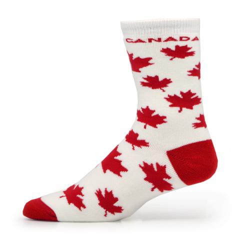 Canada Maple Leaf White Socks Adult 9-11