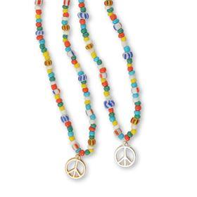 314147 Peace Sign Multi Bead Necklace